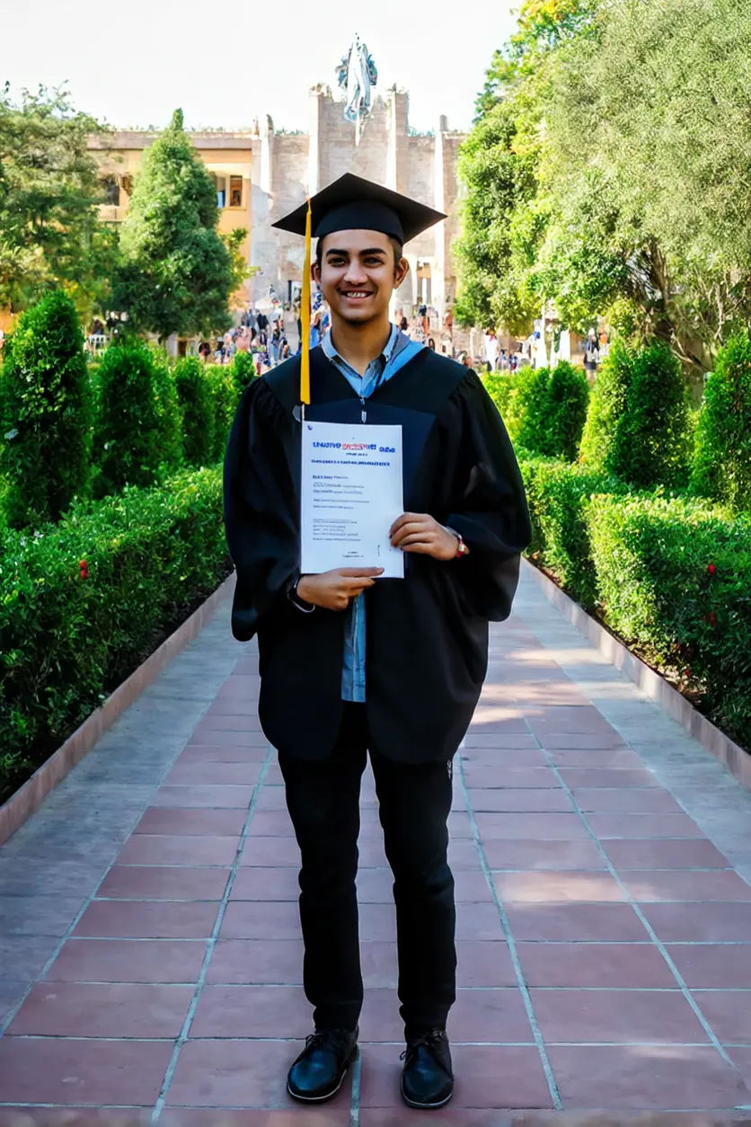 Tipos de visas disponibles en México 2 Estudiante internacional con su visa y carta de aceptación universitaria en un campus mexicano