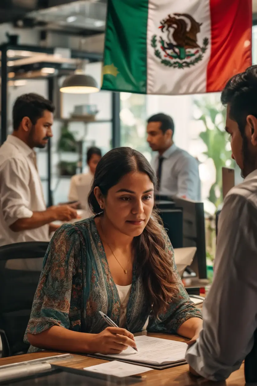 Tipos de visas disponibles en México 3 Trabajador extranjero con su visa de trabajo en una oficina en México