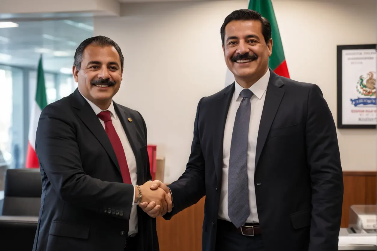 Individuo recibiendo su visa de residente permanente en una oficina de inmigración en México