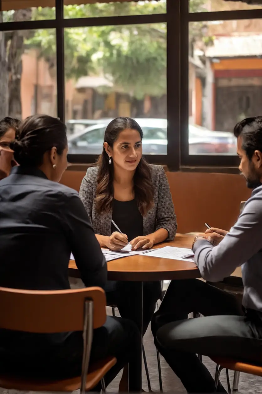 Personas recibiendo orientación en un centro de ayuda social en México