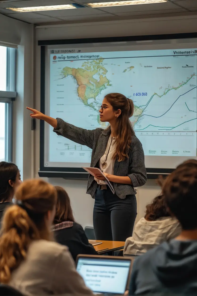 Estudiantes inmigrantes y locales en una clase universitaria sobre economía.