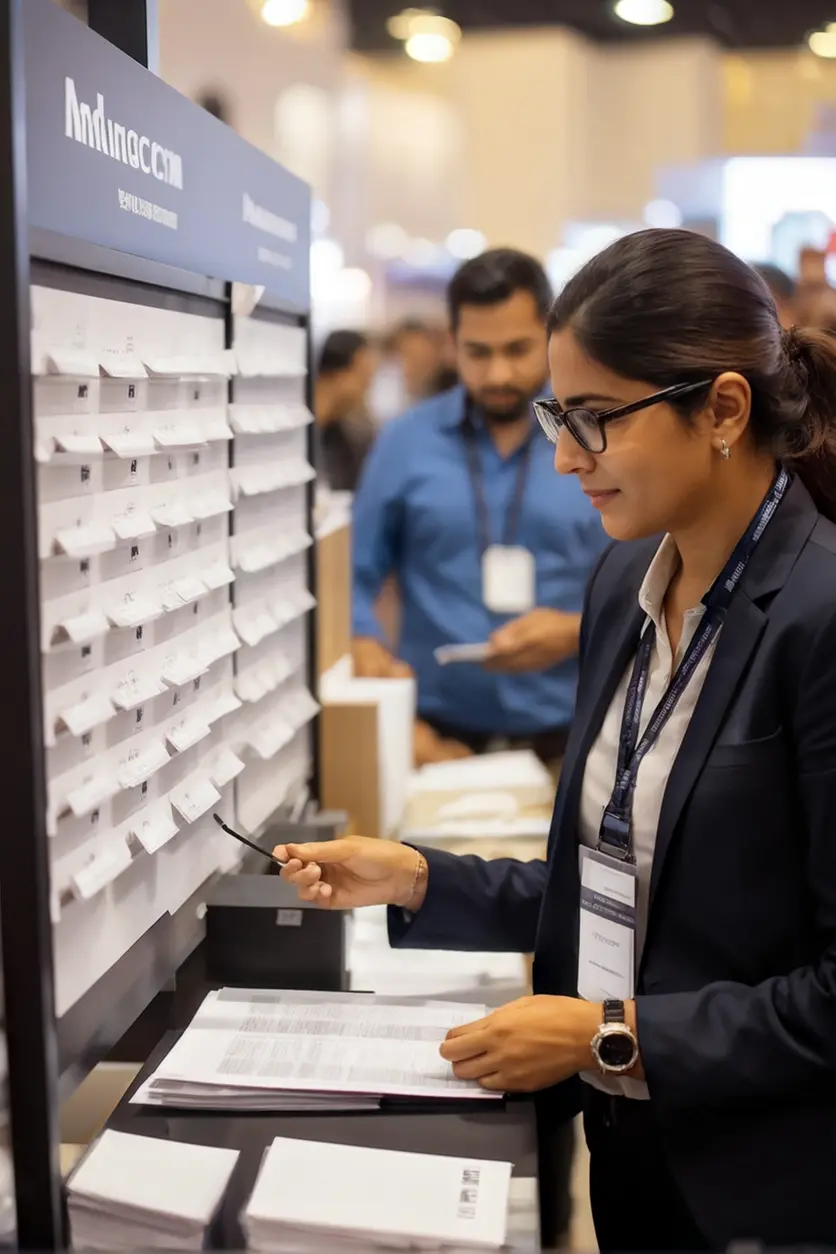 Persona entregando su currículum en una feria de empleo en México