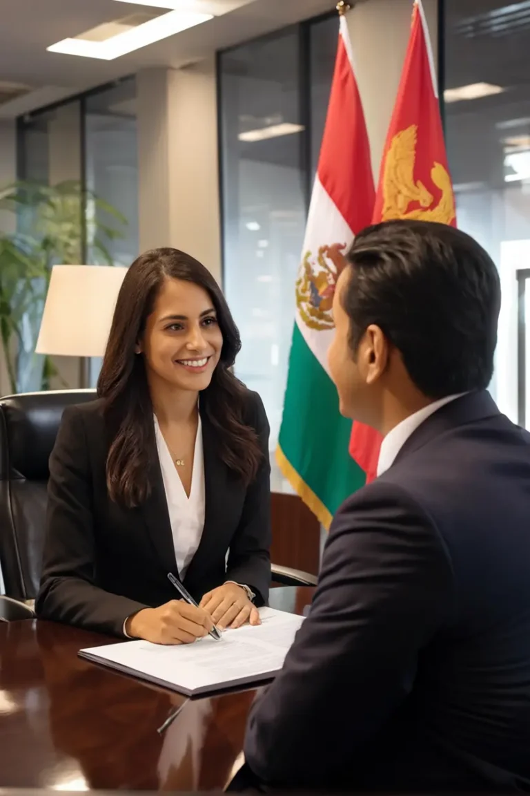 Solicitante en entrevista consular para la visa de visitante en México.