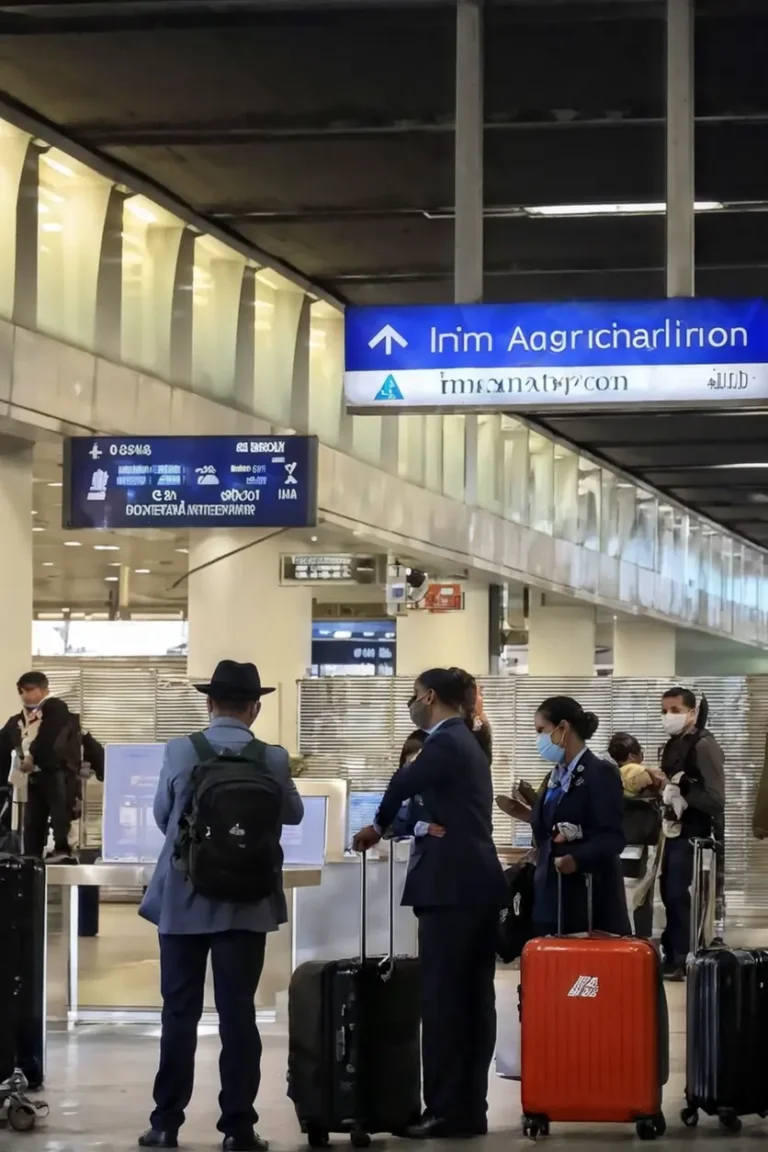 La importancia de los derechos humanos en la migración en México 2 Agentes de inmigración interactuando con migrantes en un punto de control fronterizo.