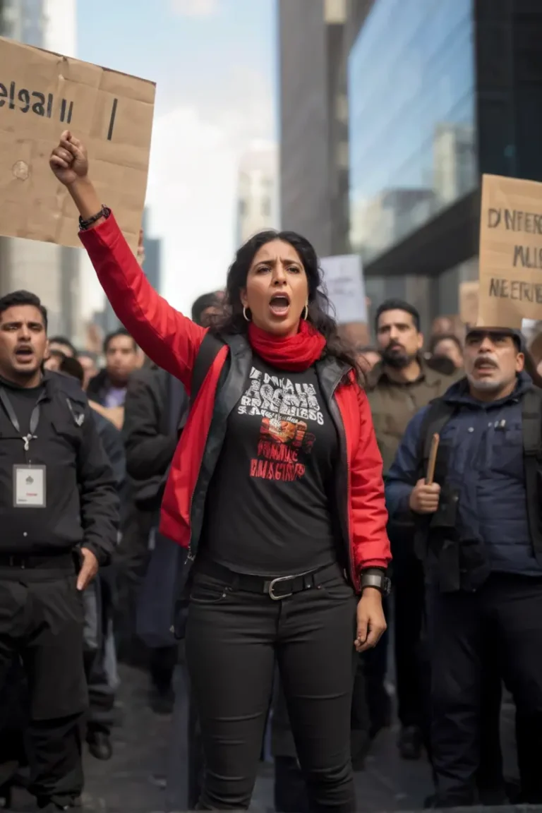 Activista dando un discurso durante una protesta contra las deportaciones
