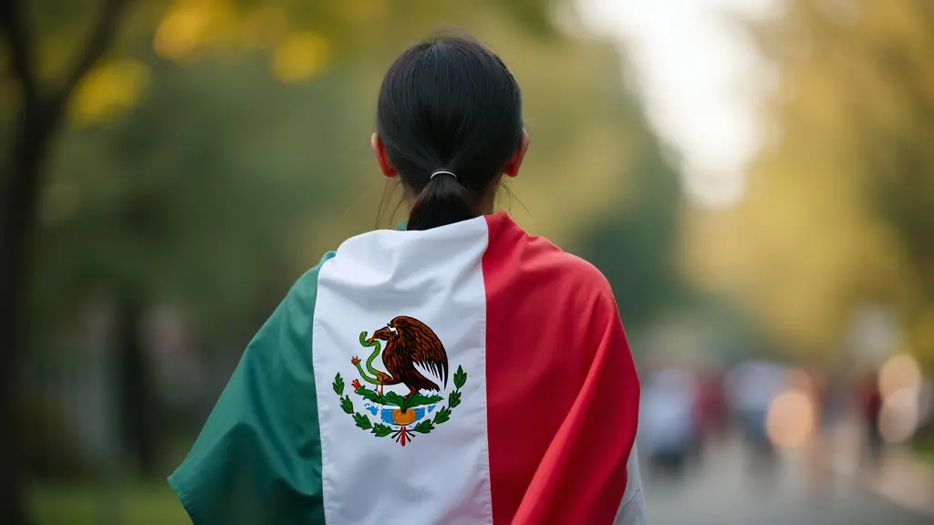 una persona con una bandera mexicana de fondo, que simbolizan la elegibilidad y el camino hacia la ciudadanía.