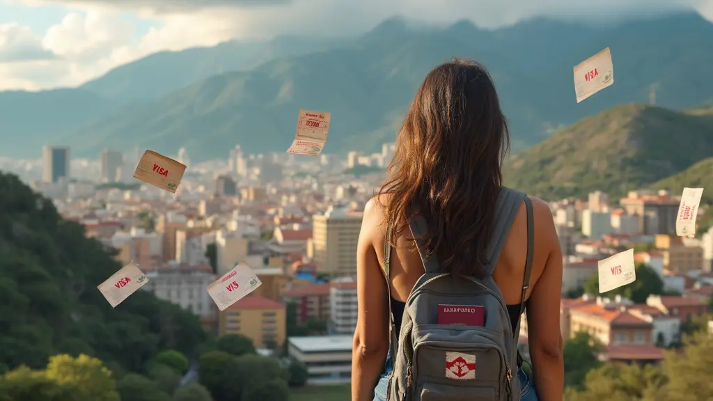 ¿Cuáles son los requisitos necesarios para una visa de trabajo en México? 1 Una persona con pasaporte británico y documentos de visa, de pie frente a un vibrante paisaje mexicano, con íconos que representan diferentes tipos de visa y períodos de validez flotando a su alrededor, todo contra un fondo borroso de una bulliciosa ciudad mexicana