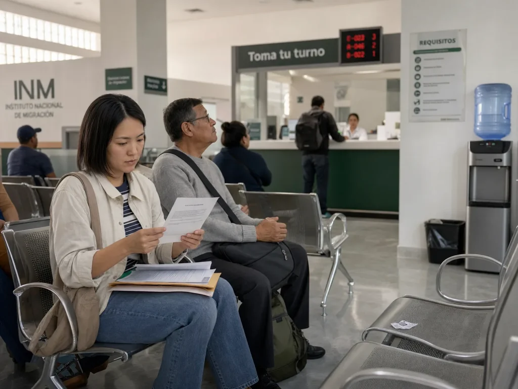 Lo que el INM Puede y No Puede Hacer con tu Trámite 8 Sala de espera de la oficina del INM en Querétaro con personas esperando su cita de trámite migratorio