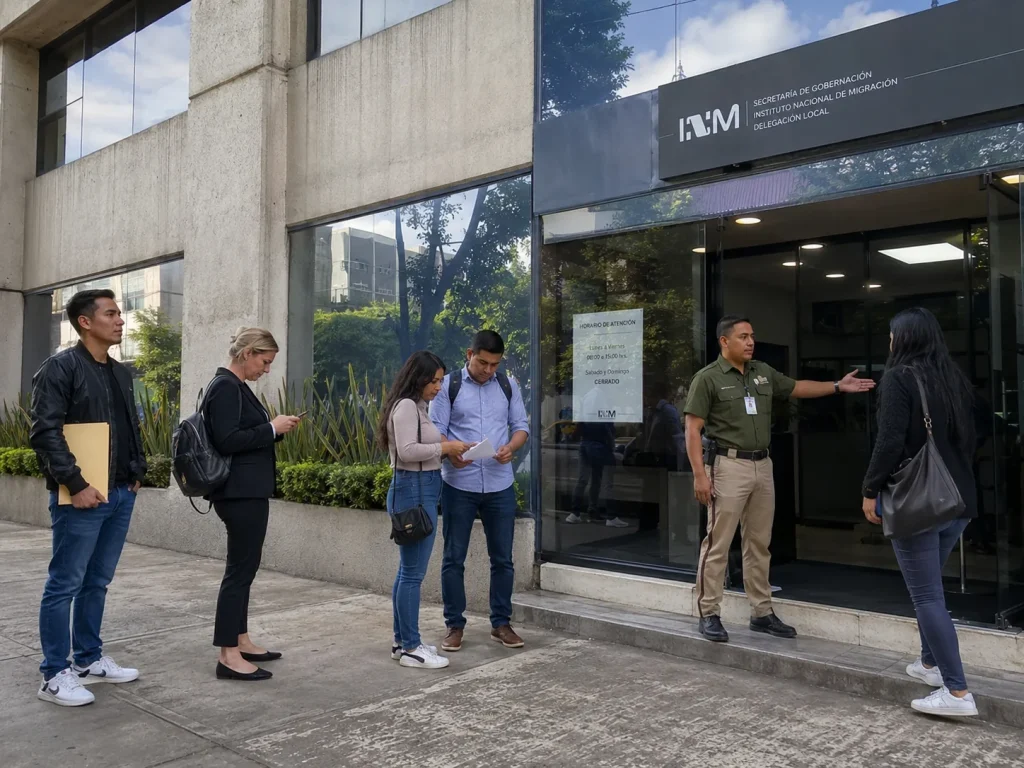 ¿SRE o INM? Quién Resuelve Cada Paso de Tu Residencia 6 Fachada de una delegación del INM donde los extranjeros acuden al canje de visa por tarjeta de residente