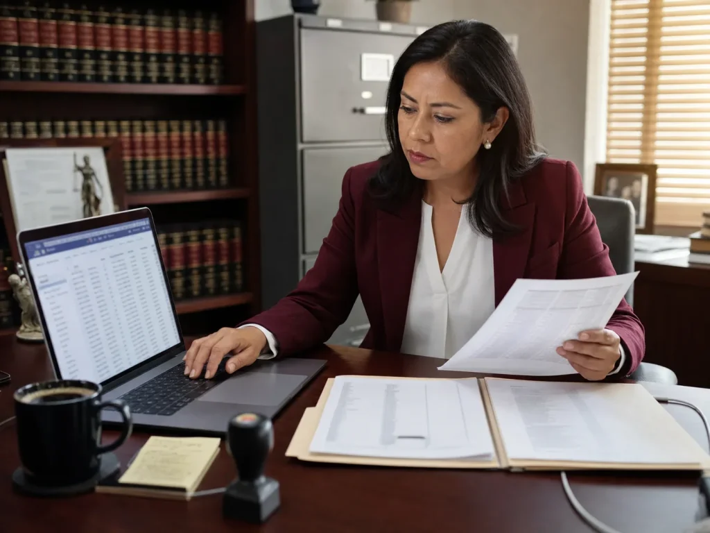 Abogada revisa padrón oficial para elegir perito estatal o federal para traducción legal