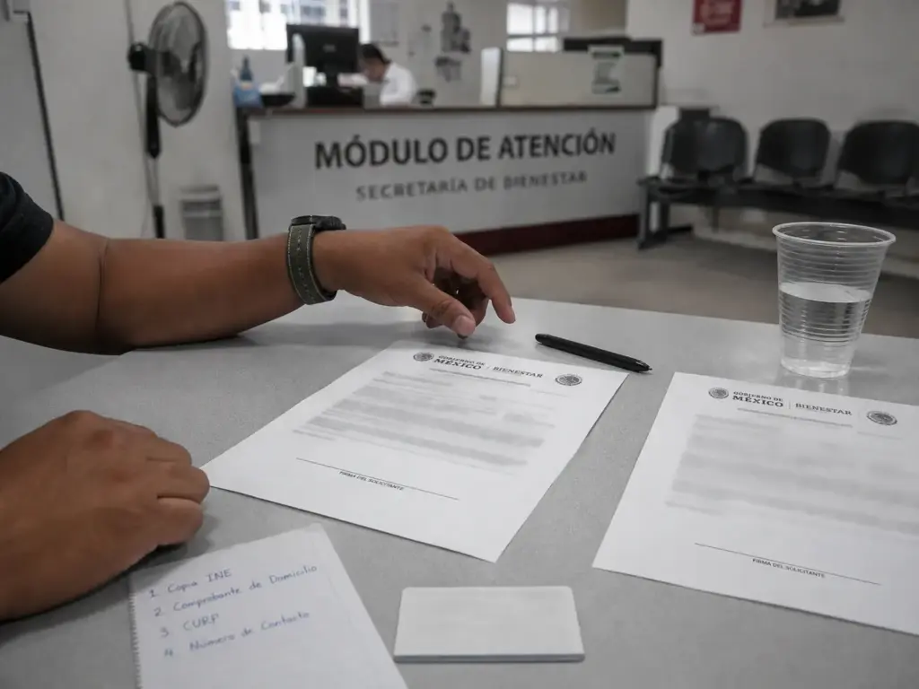 ¿Te Llevaron a una Estación Migratoria? Tus Derechos 6 Documento oficial del INM y pluma sobre una mesa antes de ser firmado, con copia solicitada