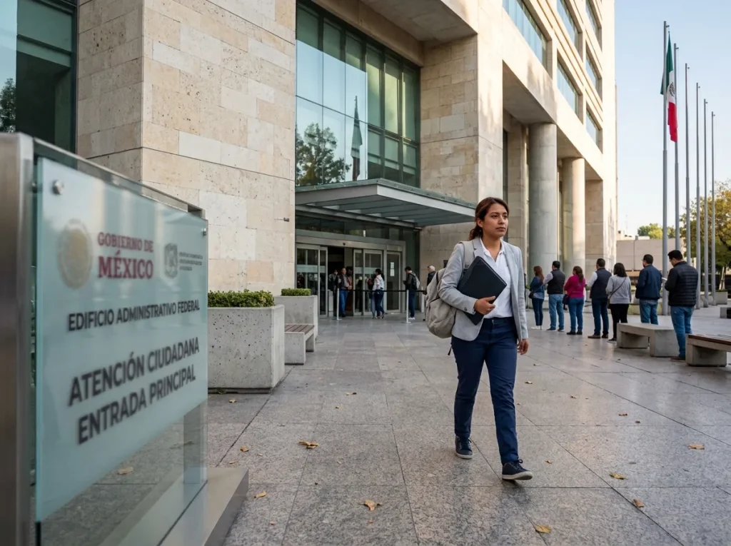 Entrada de una oficina de la SRE donde se tramita la nacionalidad mexicana por opción