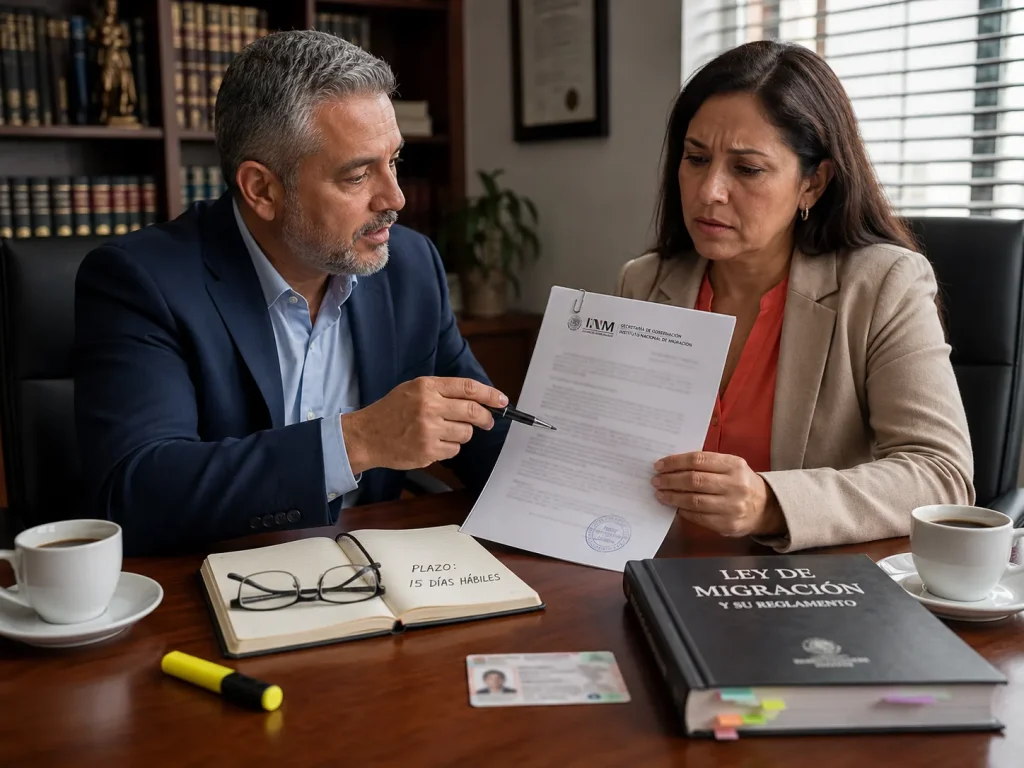 Residente Temporal a Permanente No Es Un Solo Trámite 8 Abogado explica a cliente las opciones tras una negativa del INM al cambio de residencia