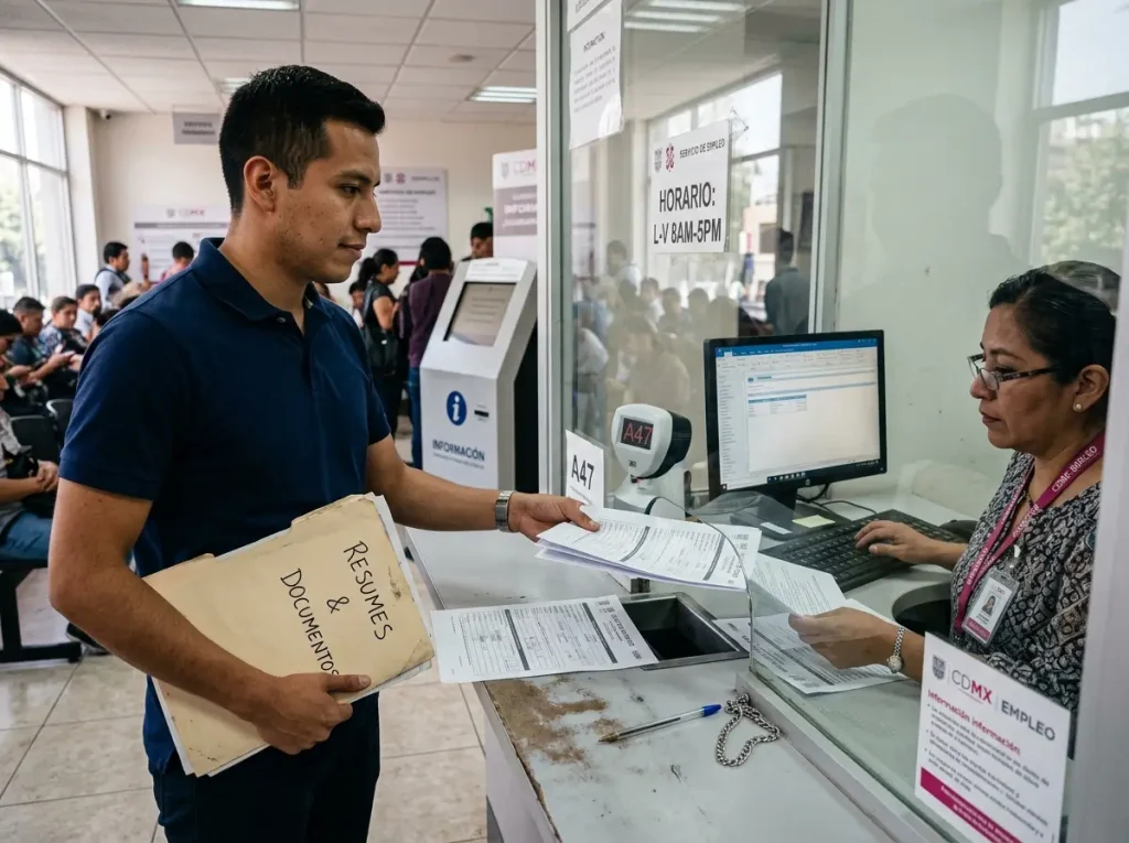 Repatriación en México y el Apoyo de $2,000 en 2026 7 Repatriado realizando trámites de reintegración tras la repatriación en México en una ventanilla oficial