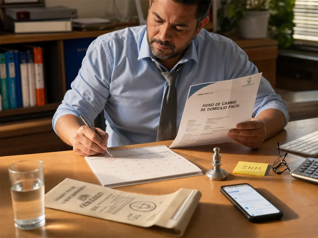 Checklist para Actualizar la Constancia de Empleador 1 Representante legal revisando en calendario el plazo de 30 días para actualizar la constancia de empleador