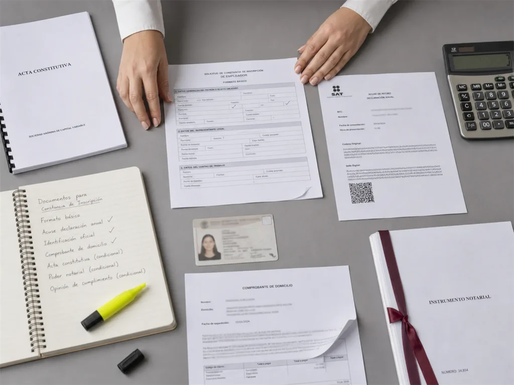 Checklist para Actualizar la Constancia de Empleador 2 Documentos del checklist para actualizar la constancia de empleador ordenados según el trámite ante el INM