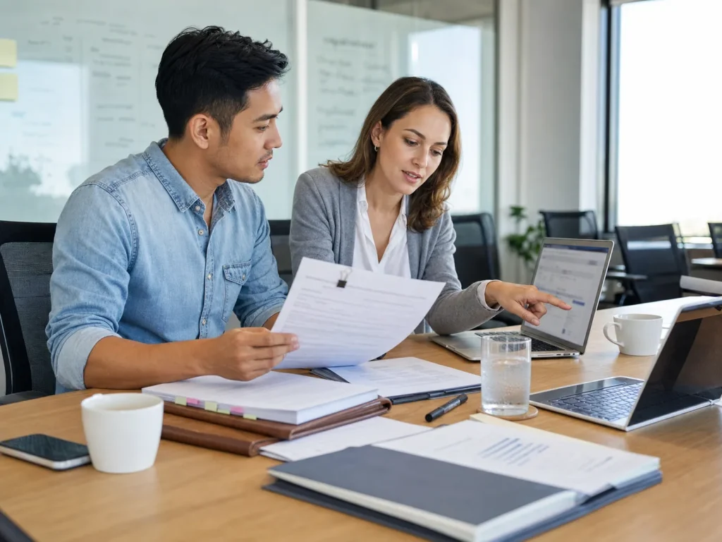 Equipo de recursos humanos revisando la Constancia de Inscripción de Empleador de una empresa mexicana