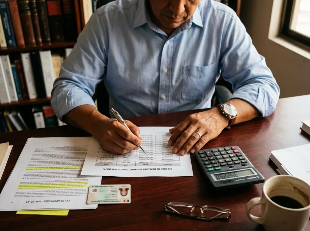 Regularización Familiar ¿Cuánta Multa Pagas en 2026? 2 Manos del abogado calculan en UMA la multa de la regularización familiar 2026 sobre documentos y calculadora