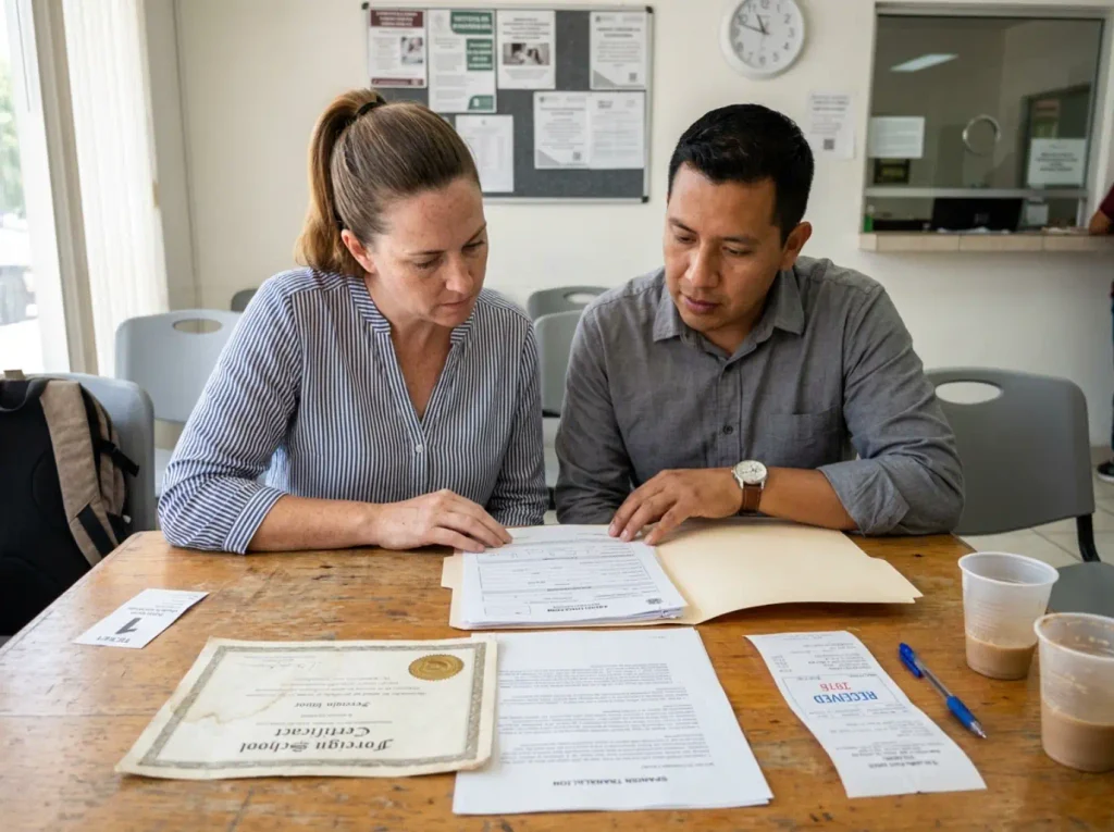 Padres extranjeros revisan certificados de estudios para revalidar ante la SEP en México