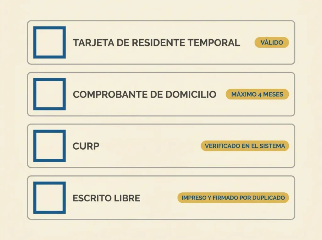 RFC Sin Actividades Lucrativas Que No Genera Impuestos 5 Checklist de los cuatro documentos para tramitar el RFC de un residente temporal, con su condición de vigencia