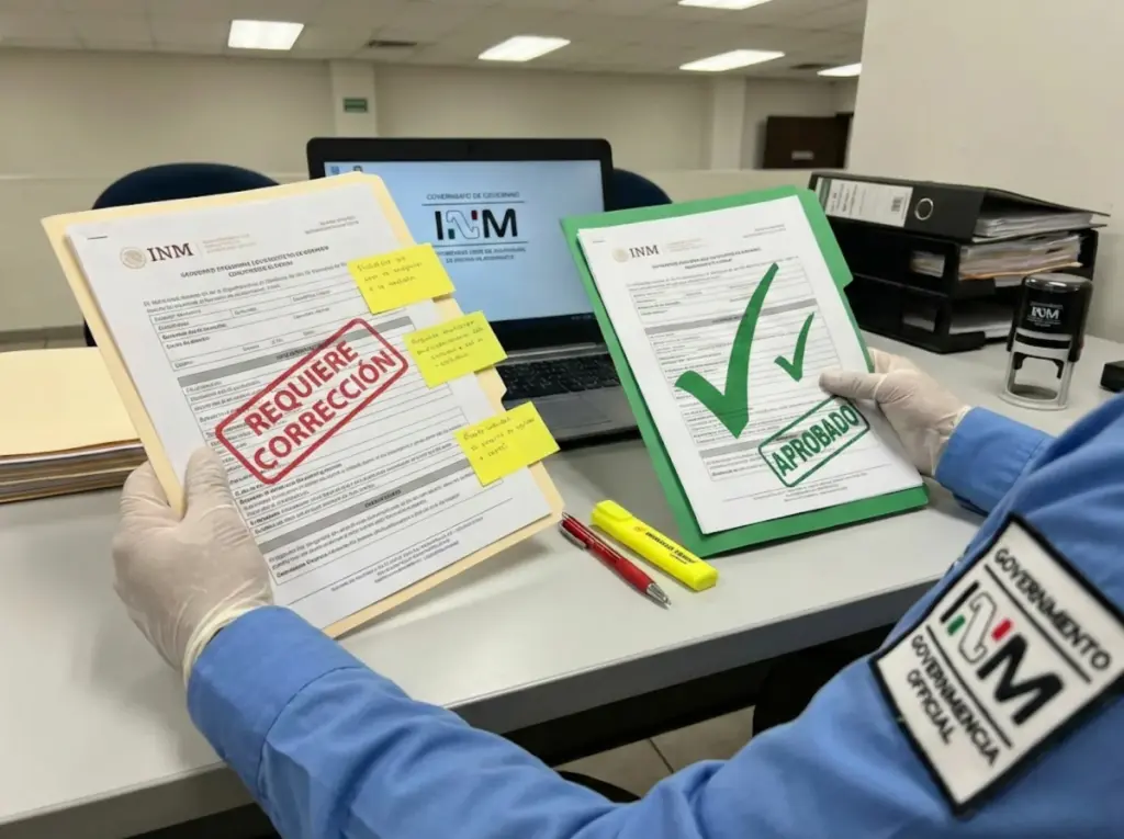 Revisión documentos migratorios errores comunes rechazo visa residencia México