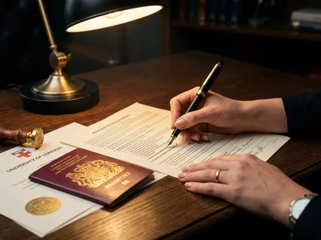 Manos profesionales verificando checklist de trámites SEP en oficina