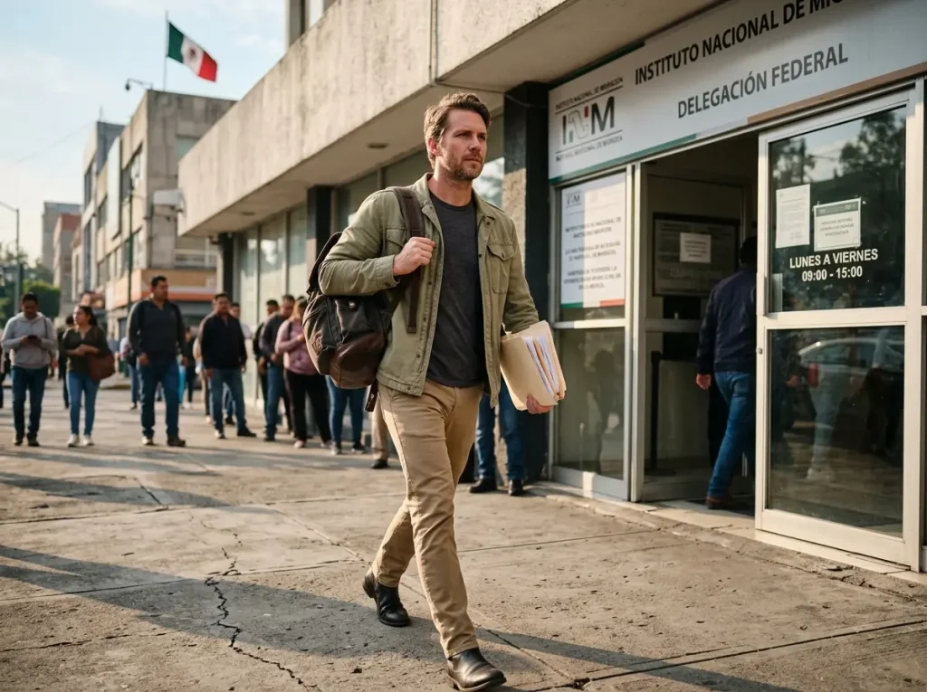 Permiso de Salida y Regreso, No Pierdas tu Trámite 5 Extranjero llega a la oficina del INM para tramitar su permiso de salida y regreso en México