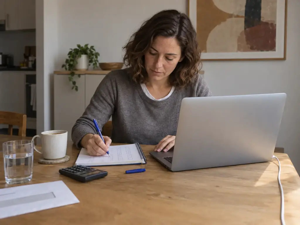 Mujer extranjera revisando el valor de la UMA 2026 para calcular su multa del INM