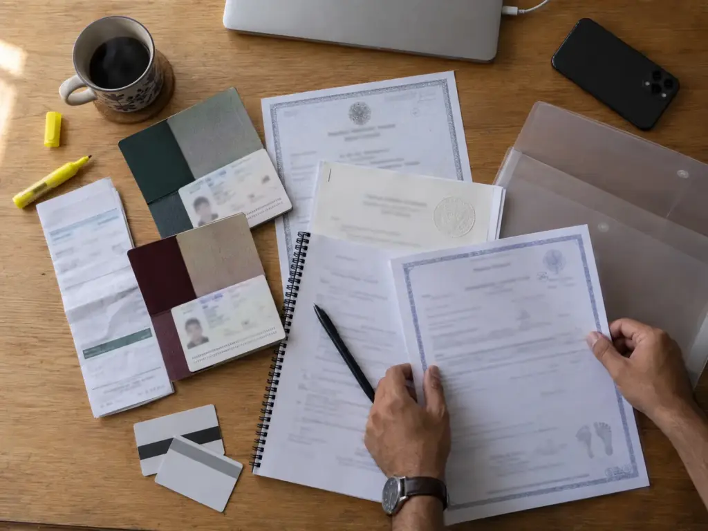 Registro de Nacimiento en México Paso a Paso 2 Documentos para el registro de nacimiento en México con padres extranjeros sobre una mesa