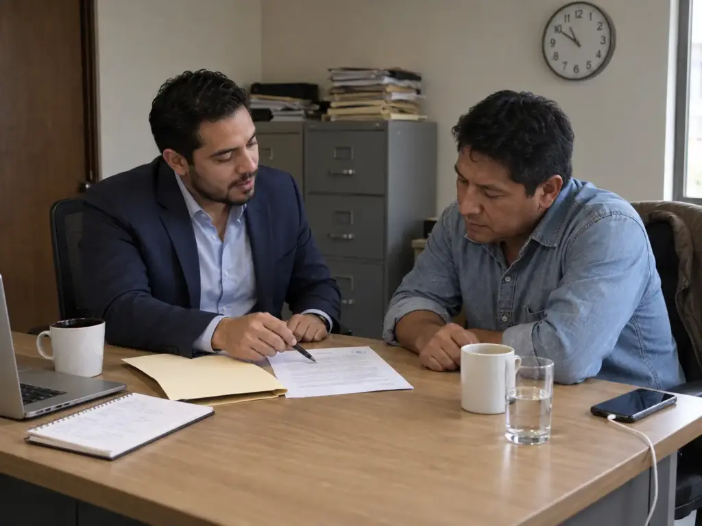 Abogado explicando a un cliente cómo se determina el monto de la multa del INM en UMAs