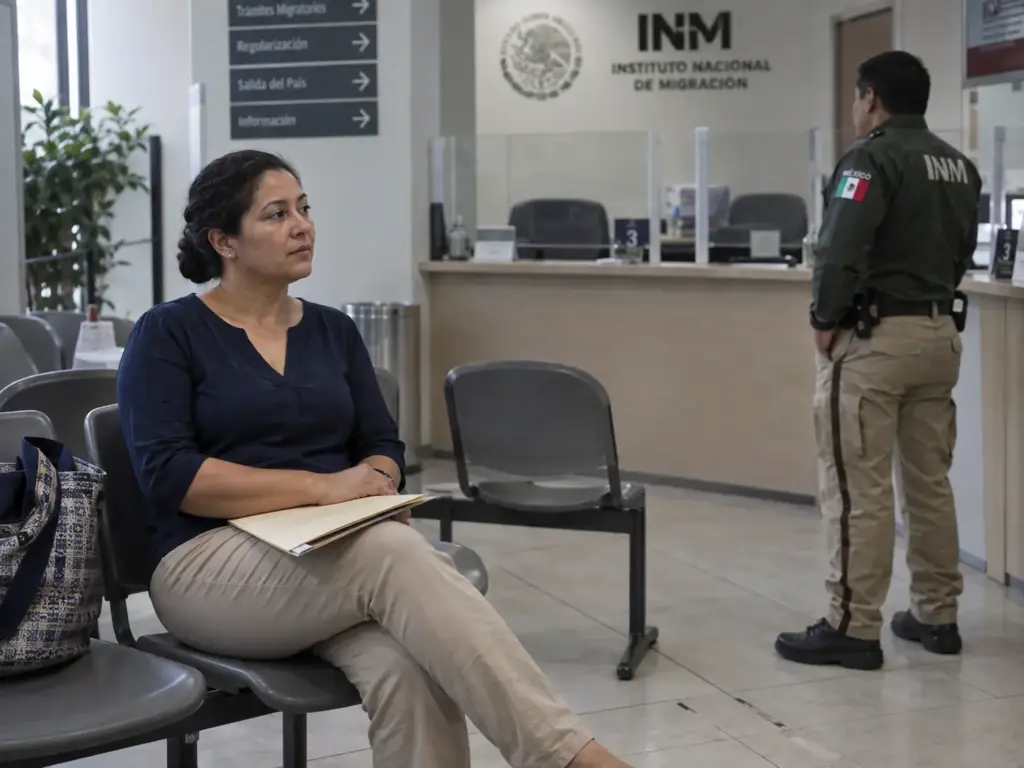 Sala de espera del INM donde se resuelve el trámite de regularización en 30 días naturales