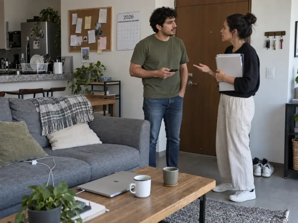 7 Derechos en la Visita de Verificación del INM 9 Roommate atendiendo una visita de verificación del INM en un departamento compartido en Querétaro