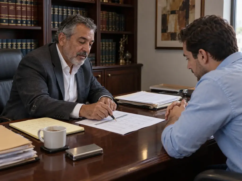 Abogado migratorio explicando el certificado de nacionalidad mexicana a un cliente en una consulta en Querétaro