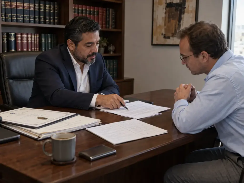 ¿Validar Estudios Extranjeros ante la SEP? Es Revalidar 1 Abogado migratorio explicando a un profesionista extranjero la diferencia entre revalidación total y parcial de estudios