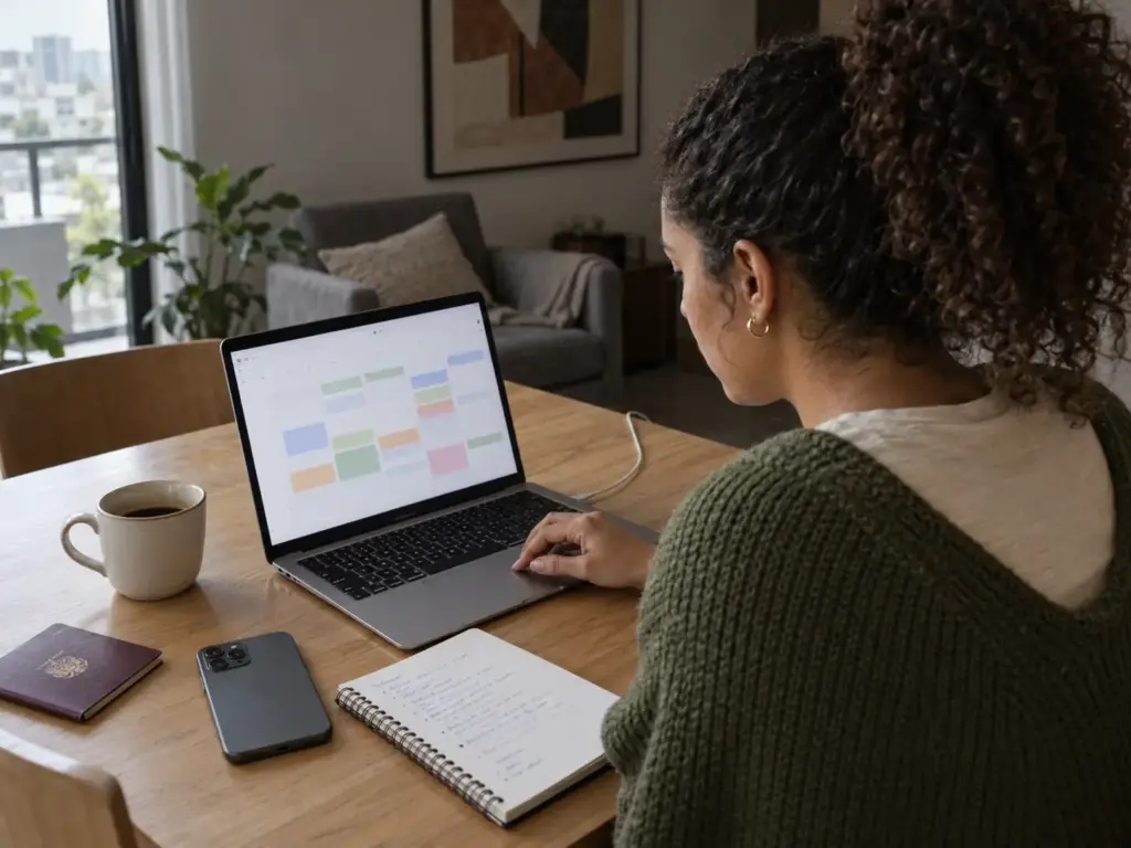 Mujer brasileña agenda desde su laptop la cita en línea del INM para reponer su tarjeta de residente
