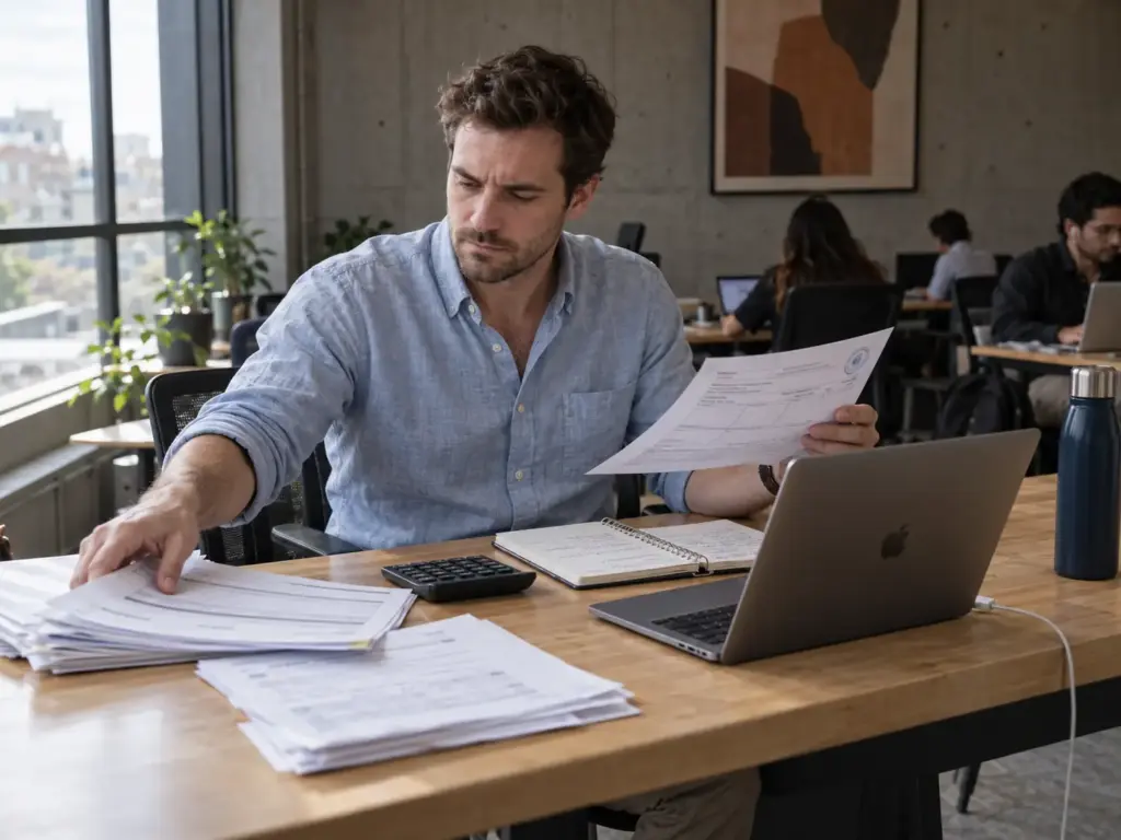 ¿Declaración Anual SAT para Extranjeros? Quién Debe y Cuándo 3 Freelancer estadounidense clasifica comprobantes de ingresos del extranjero antes de la declaración anual del SAT