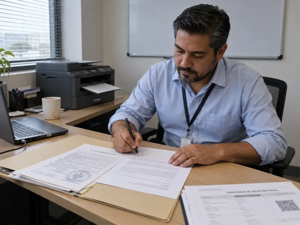 Requisitos para la Visa de Trabajo en México 2026 3 Responsable de recursos humanos firmando la oferta de empleo para la visa de trabajo en una empresa de Querétaro