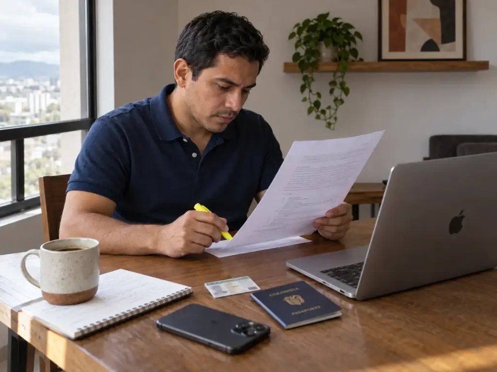 ¿Outsourcing de Extranjeros? Qué Cambió con la Reforma 5 Ingeniero extranjero revisando en casa una carta oferta y su tarjeta de residente temporal